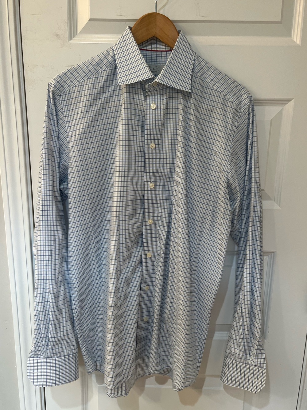 Eton Contemporary Fit Dress Shirt Mens 16.5 42 36 Check Plaid Cotton
